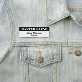 Etiqueta De Nome Crachá de Nome Profissional Branco e Preto