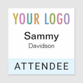 Etiqueta De Nome Crachá de Participante Azul Claro com Nametag Quad