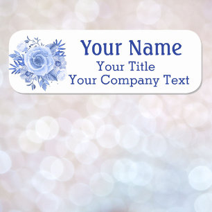 Etiqueta De Nome Crachá de Texto Personalizado Rosas Azul nome de e