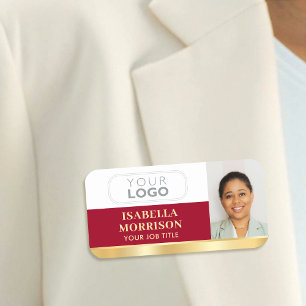 Etiqueta De Nome Crachá Magnético ou de Alfinete Personalizado Verm