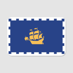 Etiqueta De Nome Crachá patriótico com a bandeira da Cidade de Queb