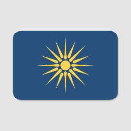 Etiqueta De Nome Crachá patriótico com a bandeira da Macedônia, Gré