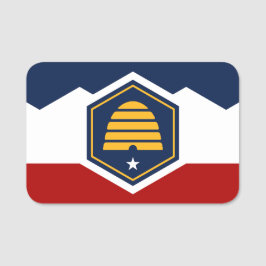 Etiqueta De Nome Crachá patriótico com a bandeira de Utah, EUA