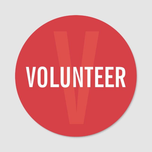 Etiqueta De Nome Crachá voluntário do vermelho (Frente)