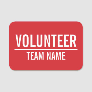 Etiqueta De Nome Crachá Voluntário Vermelho com Nome de Equipe Pe