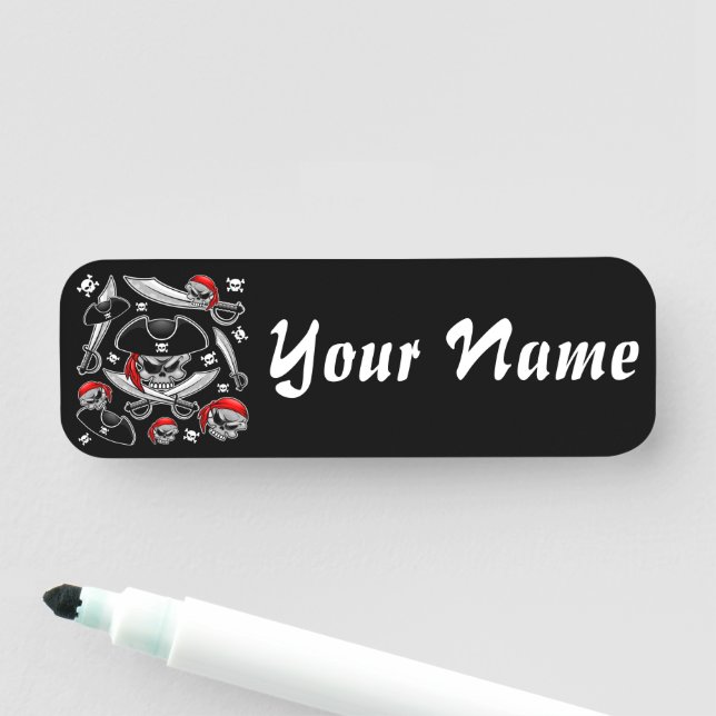 Etiqueta De Nome Crânio Pirata com Sabers Cruzados (In Situ)