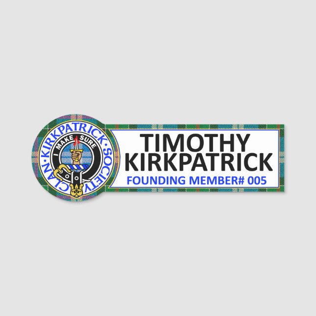 Etiqueta De Nome CRAVAÇÃO DE IDENTIFICAÇÃO CKS - #005 Timothy Kirkp (Frente)