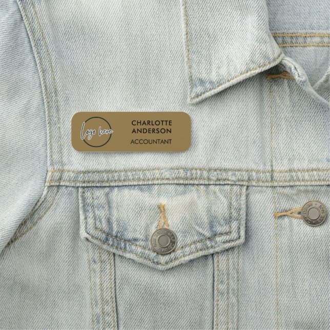 Etiqueta De Nome Custom Business Logo Basic Employee Gold Staff  (In Situ)