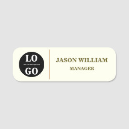 Etiqueta De Nome Custom Logo Employee Minimalist Ivory