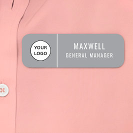 Etiqueta De Nome Custom Logo Employee Staff Safety Pin Ash