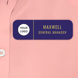 Etiqueta De Nome Custom Logo Employee Staff Safety Pin Blue