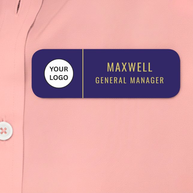 Etiqueta De Nome Custom Logo Employee Staff Safety Pin Blue (Criador carregado)