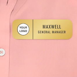 Etiqueta De Nome Custom Logo Employee Staff Safety Pin Gold