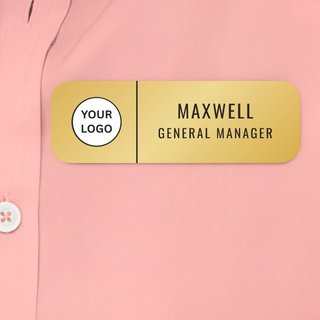 Etiqueta De Nome Custom Logo Employee Staff Safety Pin Gold (Criador carregado)