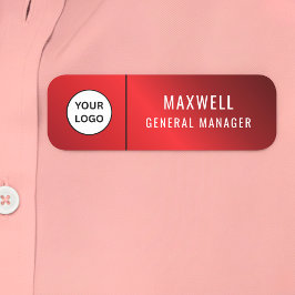 Etiqueta De Nome Custom Logo Employee Staff Safety Pin Red