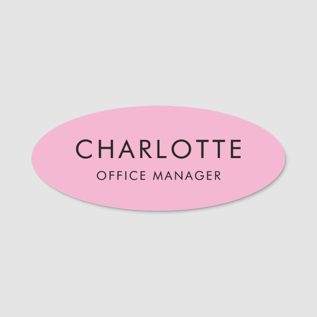 Etiqueta De Nome Custom Simple Professional Magnetic Pink (Frente)