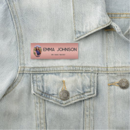 Etiqueta De Nome Custom Teacher Name with Photo – Rose Gold