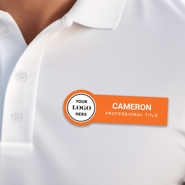 Etiqueta de Nome da Empresa Laranja (Criador carregado)