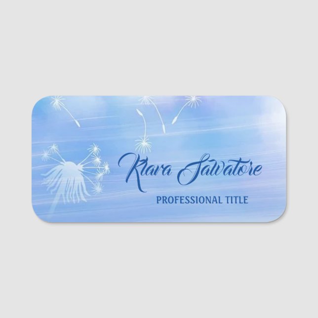 Etiqueta De Nome Dandelion Azul Gouroso (Frente)