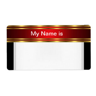 Etiqueta de Nome de Festa dourado vermelho Preto