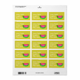 Etiqueta de nome de melancia para escola