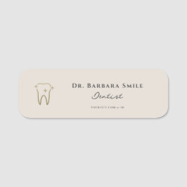 Etiqueta De Nome Dental Aesthetic Dentist Sand Beige