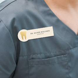 Etiqueta De Nome Dental Moderno Minimalista Dente de Ouro Falso