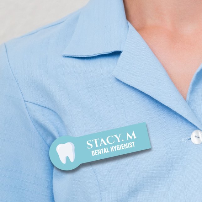 Etiqueta De Nome Dentista Assistente de Higienista da Dentária dos  (Tooth Dental Office Dentist Assistant Hygienist Name Tag)