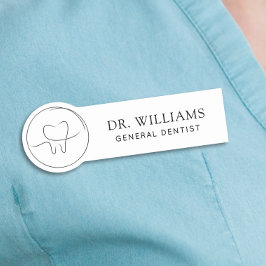 Etiqueta De Nome Dentista de Dente Minimalista