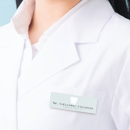 Etiqueta De Nome Dentista Dentes Brancos Azul Claro