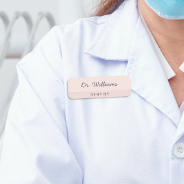 Etiqueta De Nome Dentista Minimalista Rosa