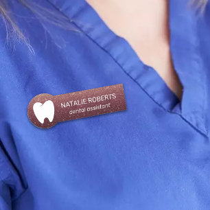 Etiqueta De Nome Dentista moderno do vermelho de Borgonha do