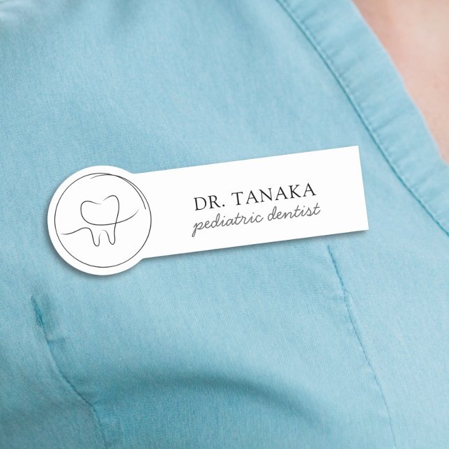 Etiqueta De Nome Dentista Pediátrico Minimalista (Criador carregado)