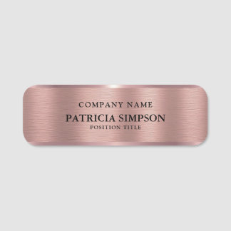 Etiqueta De Nome Design de Textura Metálica Dourada Rosa: Elegante