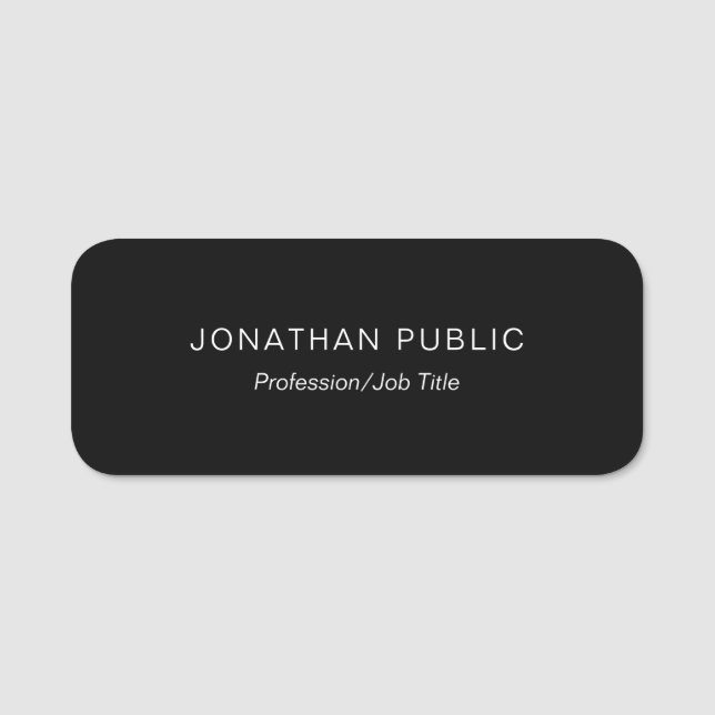 Etiqueta De Nome Design moderno e elegante Modelo preto (Frente)