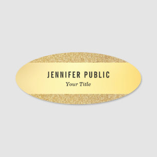 Etiqueta De Nome Design simples elegante do modelo Dourado feito