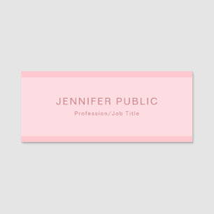 Etiqueta De Nome Design Simples, Rosa-Rosa, Elegante Minimalista Mo