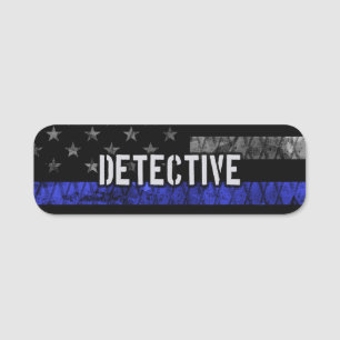 Etiqueta De Nome Detetive Thin Blue Line - Sinalizador de Distânci