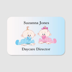 Etiqueta De Nome Dois bebês, Design de creche de Menino
