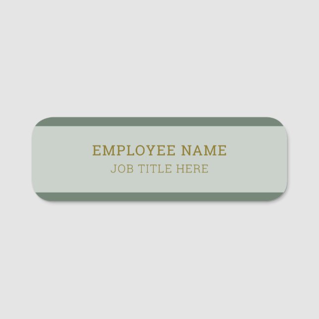 Etiqueta De Nome Dois Tons Verde Dourado Profissional (Frente)