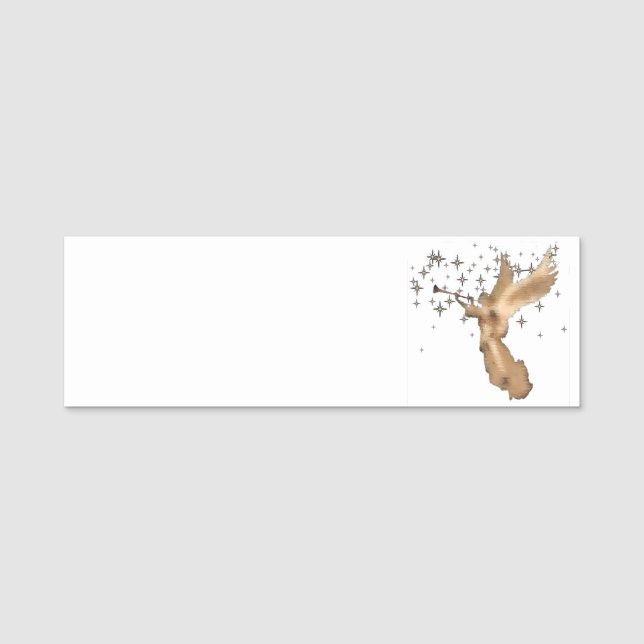 Etiqueta De Nome Dourado Angel e Arte de Natal (Frente)