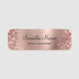 Etiqueta De Nome Dourado Rosa Brilhante