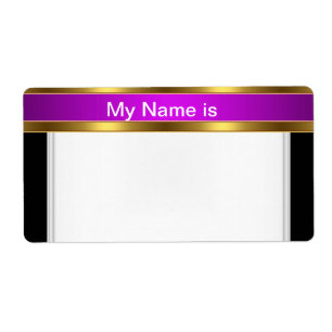 Etiqueta de Nome Dourado Roxo Preto