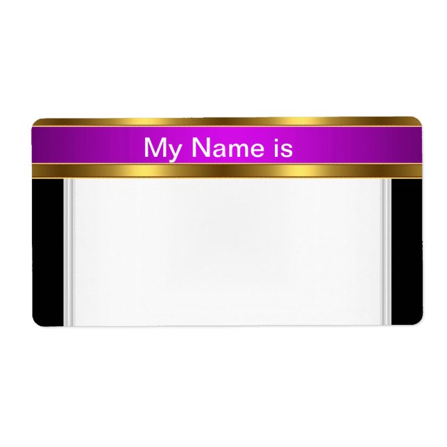 Etiqueta de Nome Dourado Roxo Preto (Frente)