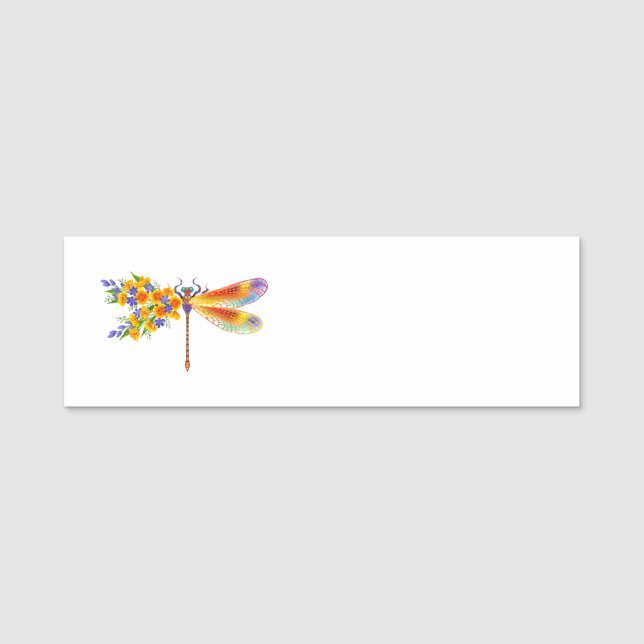 Etiqueta De Nome Dragonfly Amarelo (Frente)