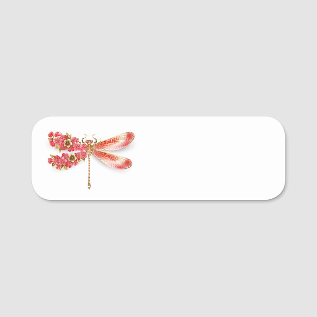 Etiqueta De Nome Dragonfly com joalheria sakura (Frente)