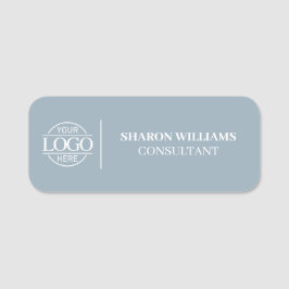 Etiqueta De Nome Dusty Blue Custom Business Logo Employee Magnetic