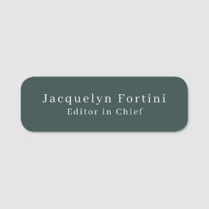 Etiqueta De Nome Dusty Green Plain Elegante Minimalista Moderno