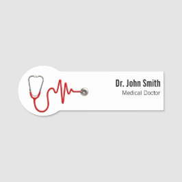 Etiqueta De Nome ECG Wave Stethoscope EKG Heartbeat Linha Médica