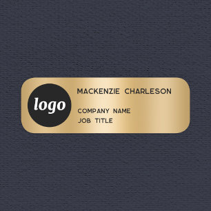 Etiqueta De Nome Efeito Dourado Minimalista de Logotipo Simples
